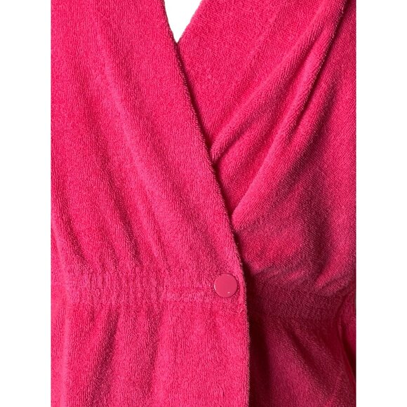 Vintage Shadowline Pink Terry Cloth Wrap Robe Small Mini Boho Barbie - Picture 2 of 11
